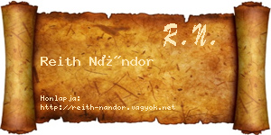 Reith Nándor névjegykártya